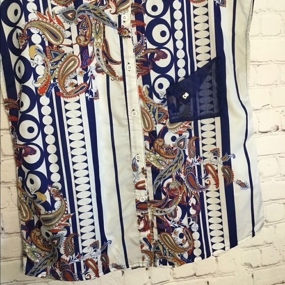 Secret‎ Women's Sleeveless Top Blouse Collared Paisley Print - Picture 12 of 12